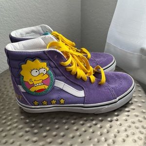 Vans Lisa Simpson for President high top purple yellow size 5 Simpsons sneakers